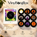 Personalized song vinyl box, Halloween session mini vinyl music player, front view