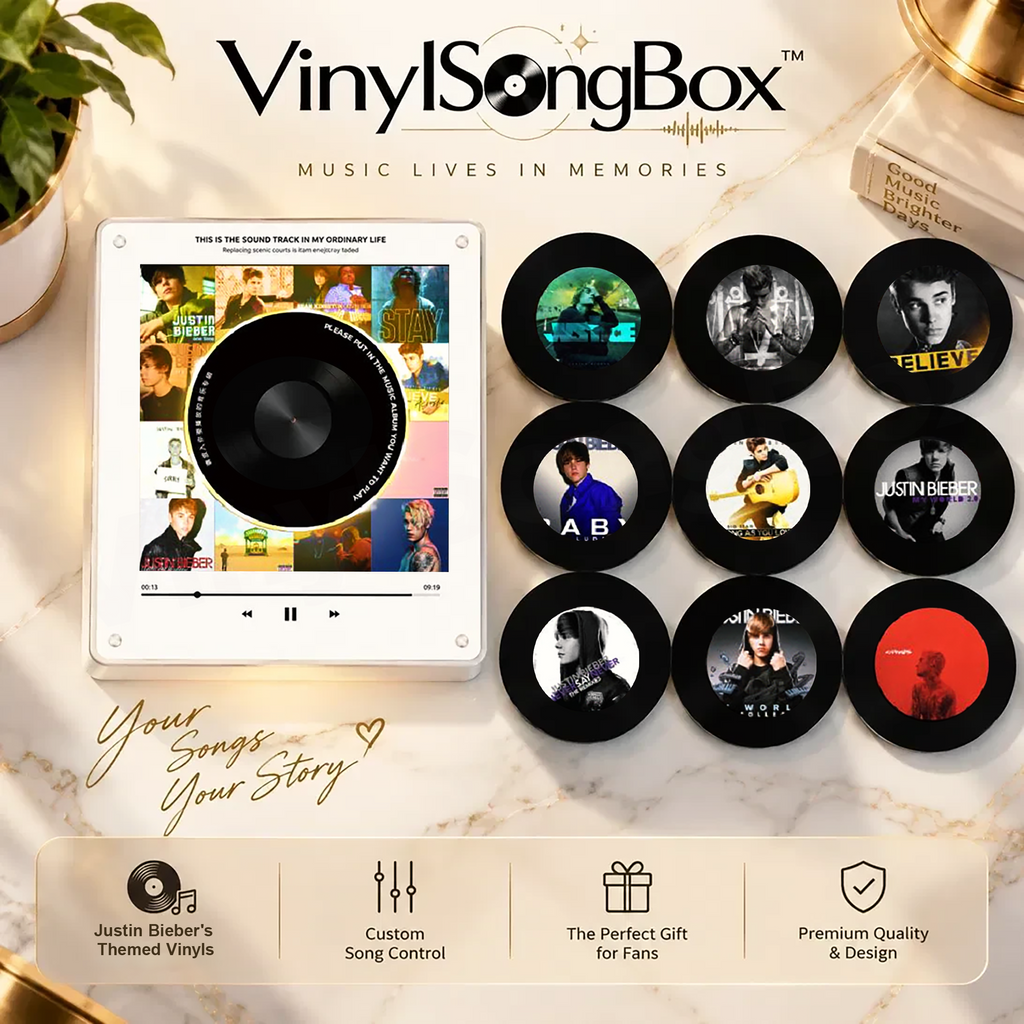 Personalized Song Vinyl Box — Custom Mini Vinyl Music Player | The Justin Bieber Session