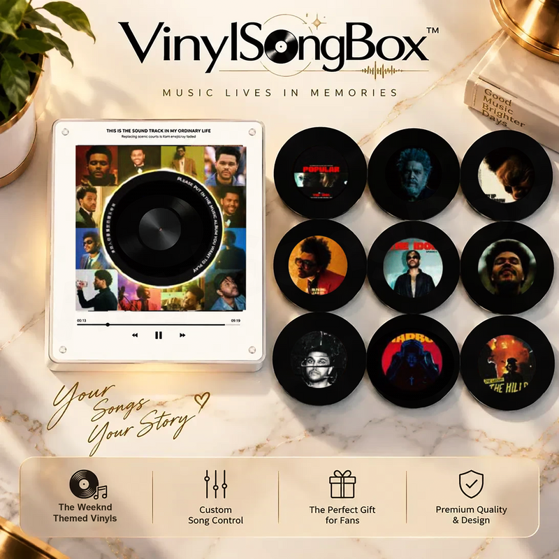 Personalized Song Vinyl Box — Custom Mini Vinyl Music Player | The Weeknd Session