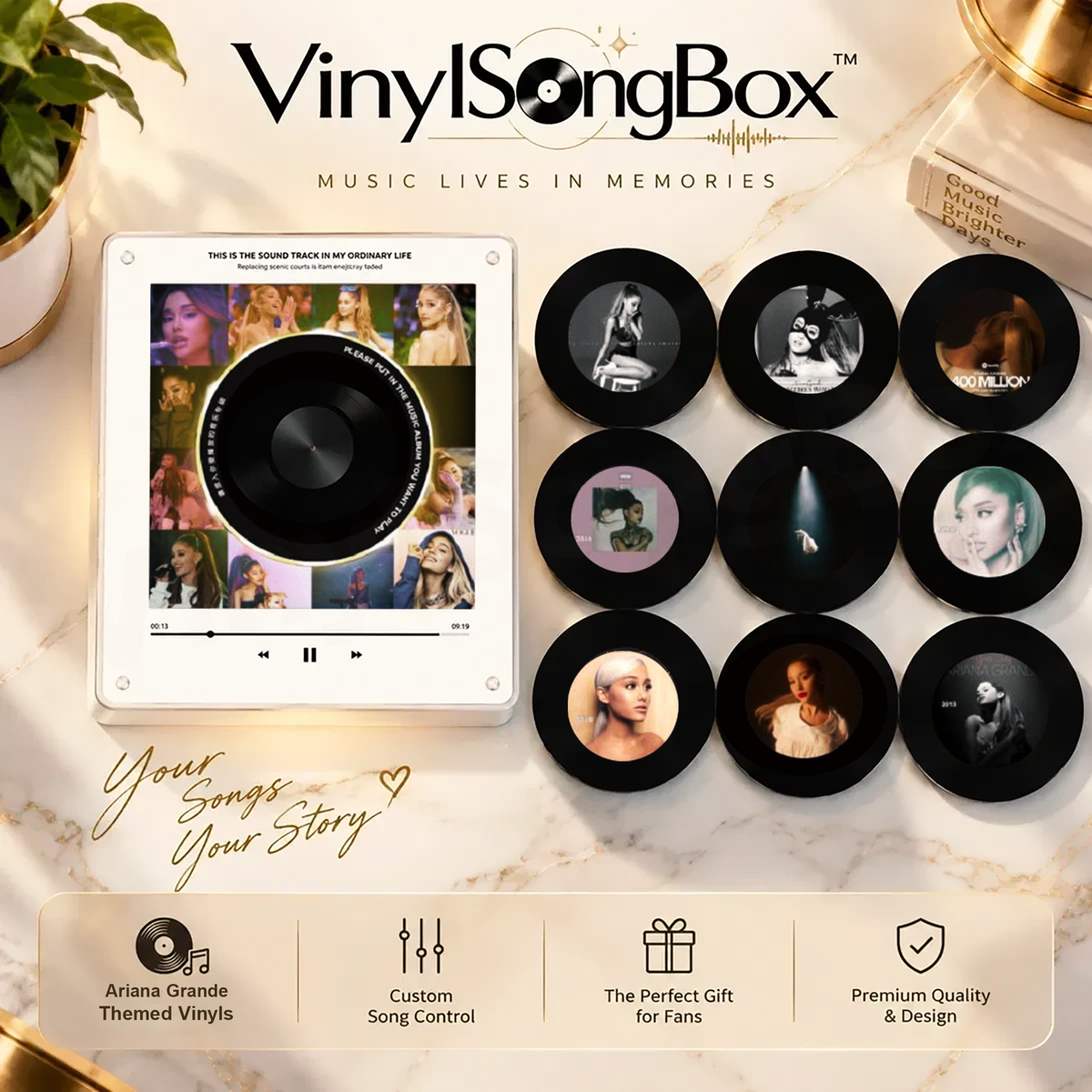 Personalized Song Vinyl Box — Custom Mini Vinyl Music Player | The Ariana Grande Session